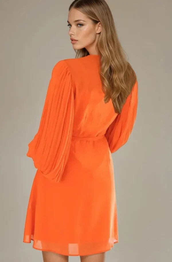 BLOND HOUR - Riviera Short Wrap Dress - Orange Outlet