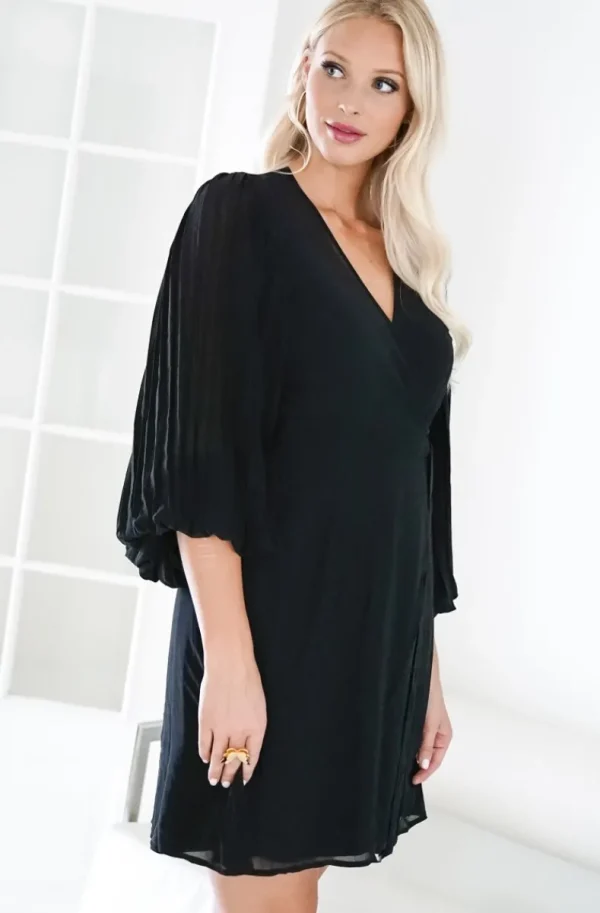BLOND HOUR - Riviera Short Wrap Dress - Black Sale