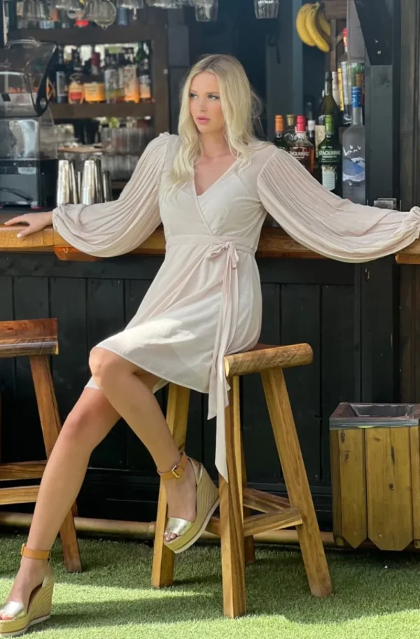 BLOND HOUR - Riviera Short Wrap Dress - Sand New