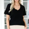 BLOND HOUR - The perfect v-neck tshirt - Black Fashion