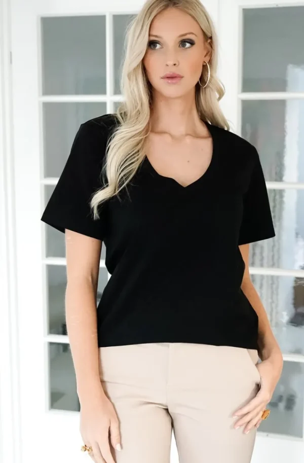 BLOND HOUR - The perfect v-neck tshirt - Black Fashion