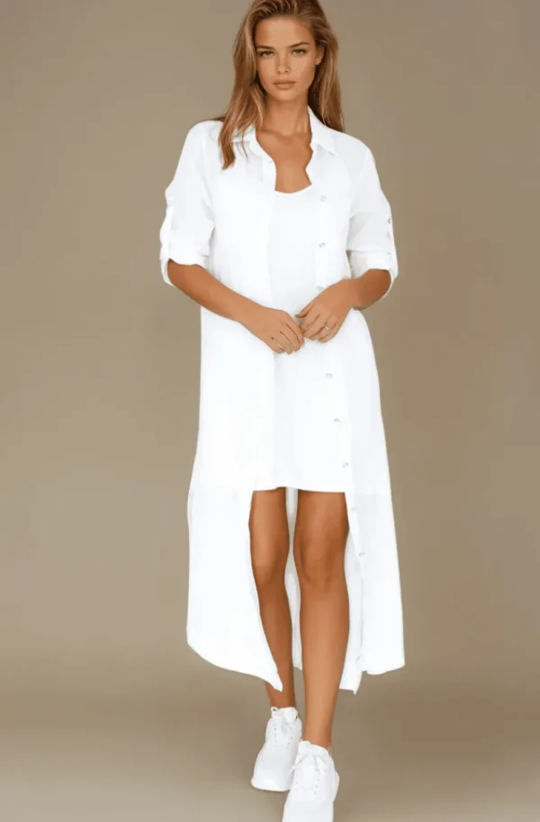 BLOND HOUR - Time Linen Shirt Dress White Outlet