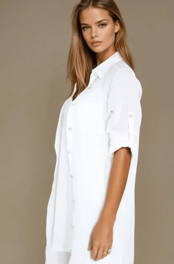 BLOND HOUR - Time Linen Shirt Dress White Outlet