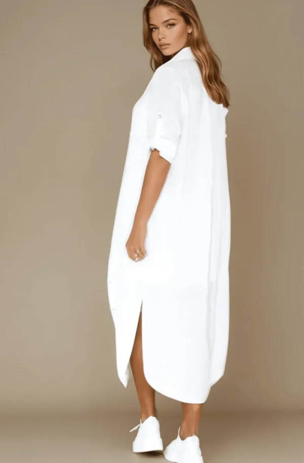 BLOND HOUR - Time Linen Shirt Dress White Outlet