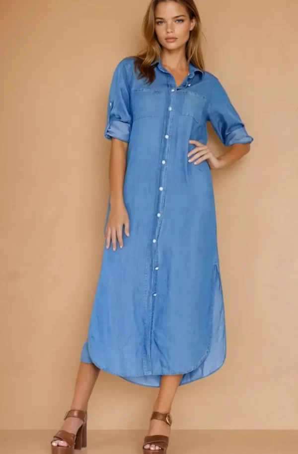 BLOND HOUR - Time shirt Dress - Denim Hot
