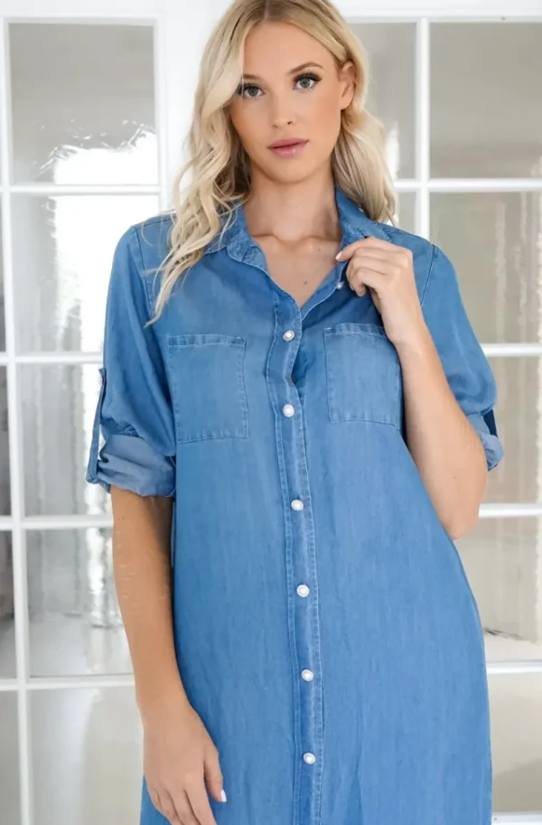 BLOND HOUR - Time shirt Dress - Denim Hot