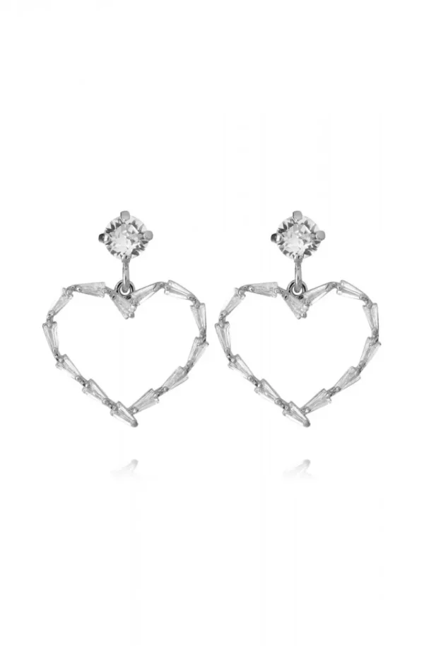 CAROLINE SVEDBOM - Baguette Heart Earring Rhodium Crystal Best