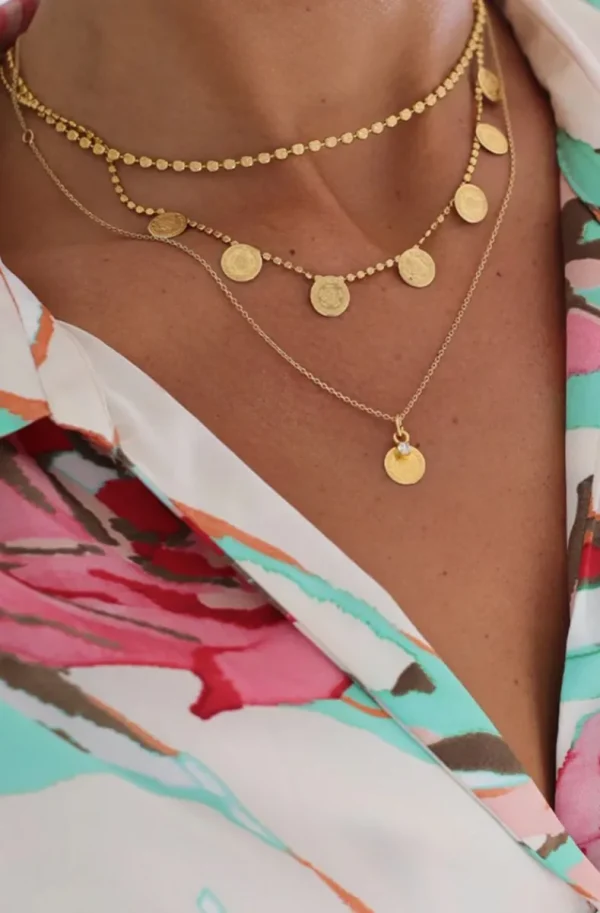 CAROLINE SVEDBOM - Bohemian Coin Necklace - Rhodium Crystal Outlet