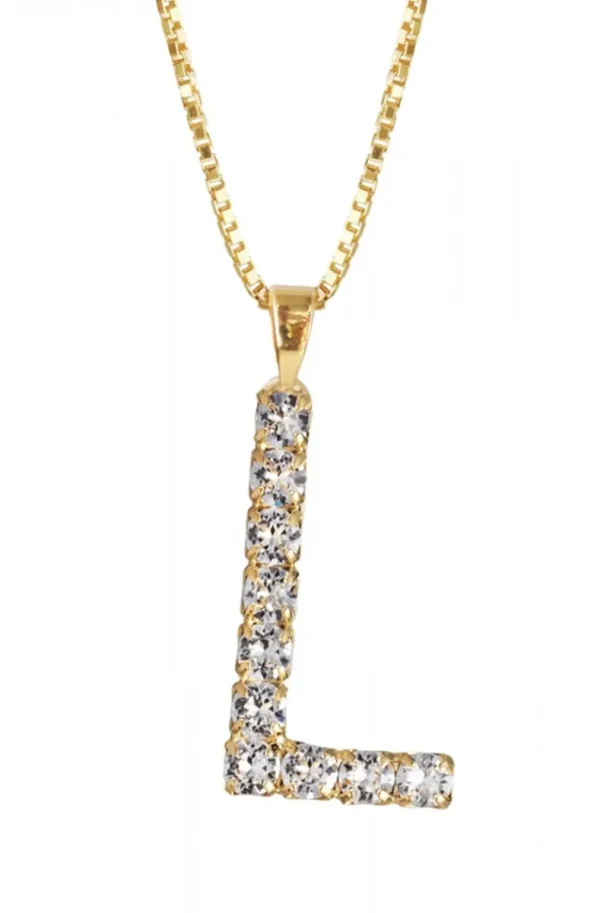 CAROLINE SVEDBOM - Letter Necklace L - Gold Crystal Online