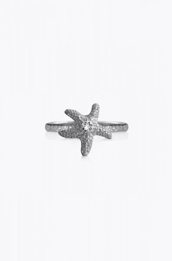 CAROLINE SVEDBOM - Mini Sea Star Ring - Rhodium Crystal Discount