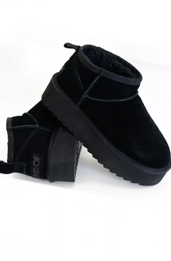 COLORS OF CALIFORNIA - Platform winter boot in Suede YWPLA01 - Black Best