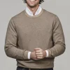 HANSEN & JACOB - 2 tone Herringbone Knit Crew neck - Beige 15 Discount
