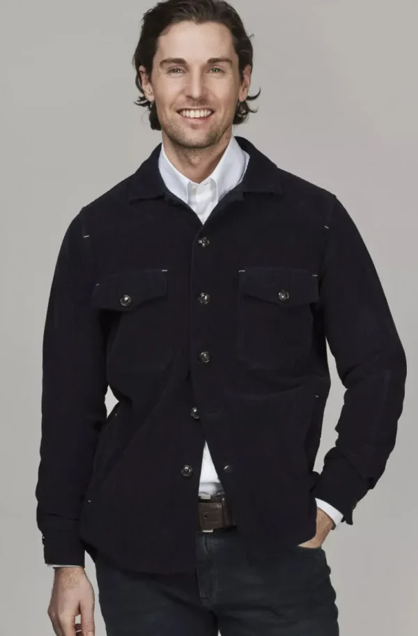 HANSEN & JACOB - Corduroy Noxus Overshirt 48 Navy Fashion
