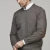 HANSEN & JACOB - Crew neck sweater Elbow patch - Mole 07 New