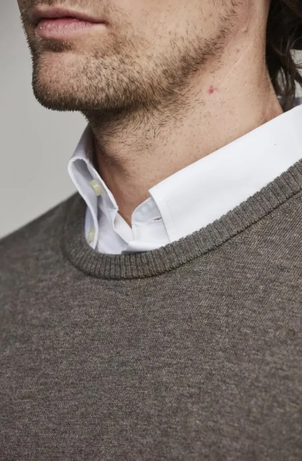 HANSEN & JACOB - Crew neck sweater Elbow patch - Mole 07 New