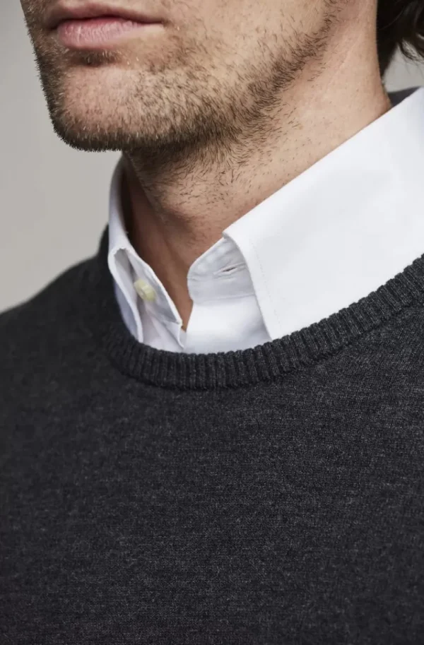 HANSEN & JACOB - Crew neck sweater Elbow patch - Grey 05 New