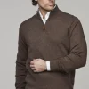 HANSEN & JACOB - Half Zip Diamond Knit - Brown 65 Online