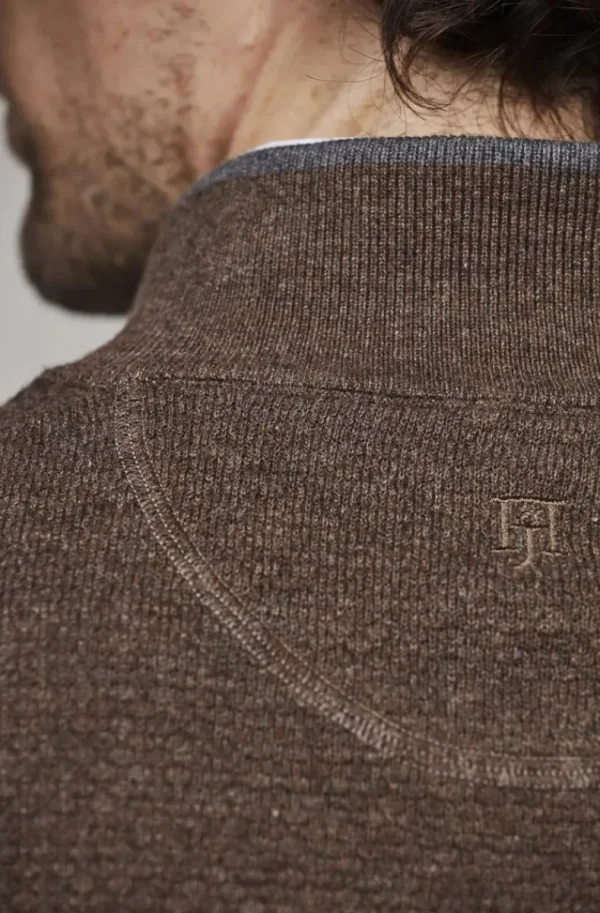 HANSEN & JACOB - Half Zip Diamond Knit - Brown 65 Online