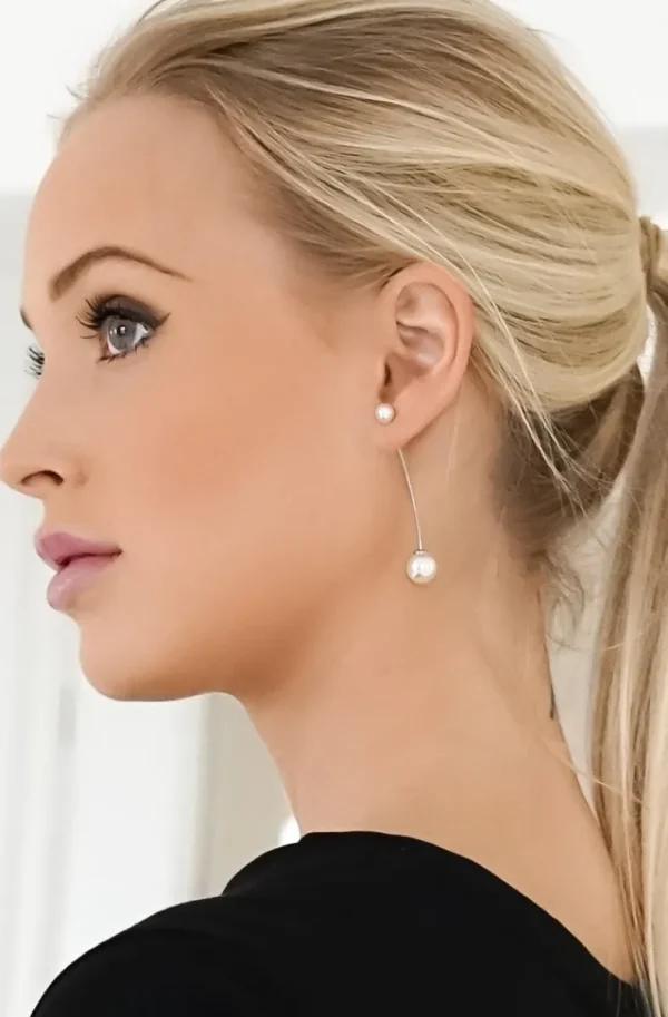 JANE & SOPHIE - Pearl long ear cuff silver Discount