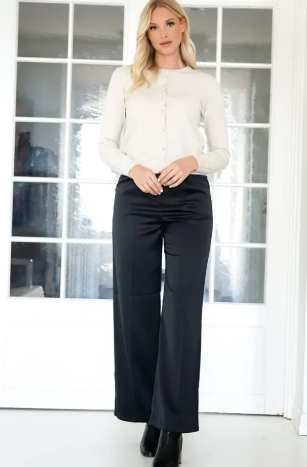 MIXED BRANDS Mixded Brands - Straight pant with Pleats 3130 - Black Outlet