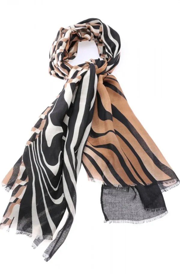 MIXED BRANDS - Abstract print Scarf 6416 - Khaki Clearance