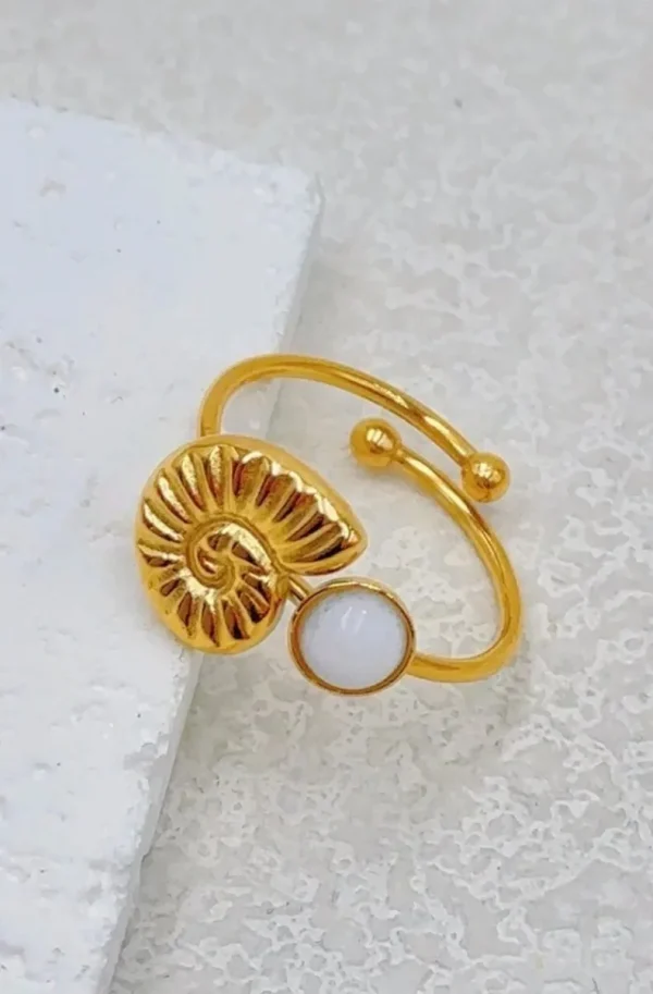 MIXED BRANDS - Adjustable Ring Shell BA153 - Gold Sale