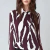 MIXED BRANDS - Aniella Blouse 8806 - Zebra Burgundy New