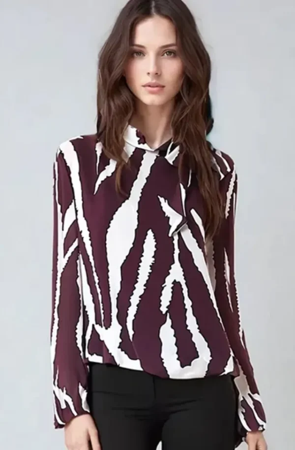 MIXED BRANDS - Aniella Blouse 8806 - Zebra Burgundy New