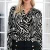 MIXED BRANDS - Animal print long sleeve Blouse 24888 -Zebra Outlet