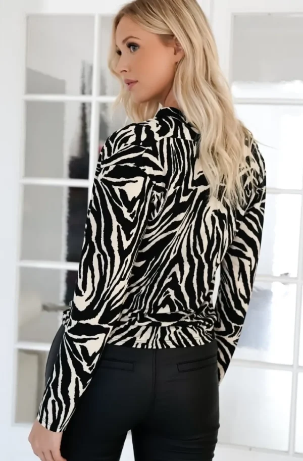 MIXED BRANDS - Animal print long sleeve Blouse 24888 -Zebra Outlet