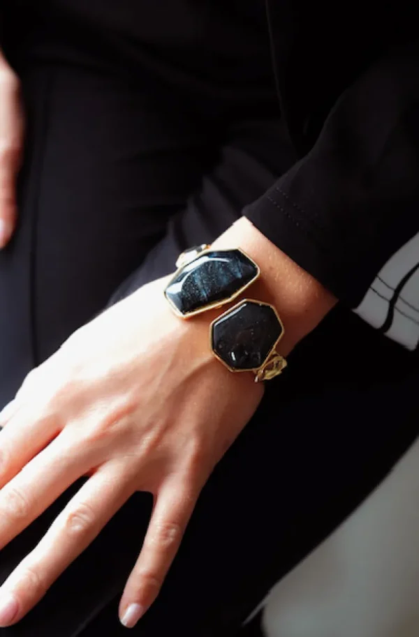 MIXED BRANDS - Bangle with 2 stones 550 - Black Sale