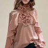 MIXED BRANDS - Blouse ruffle 9674 - Pink Outlet