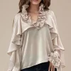 MIXED BRANDS - Blouse ruffle 9674 - Champagne Discount
