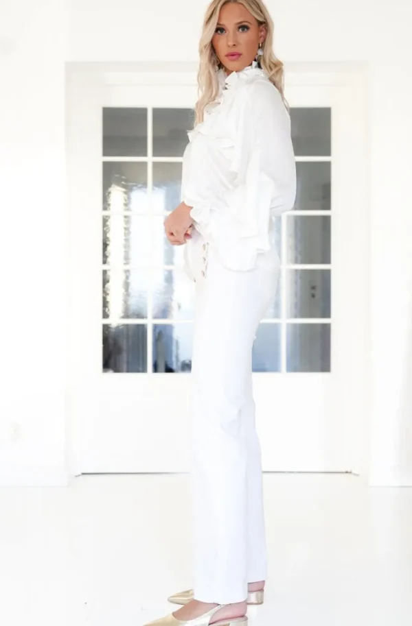 MIXED BRANDS - Blouse ruffle 9674 - White Fashion