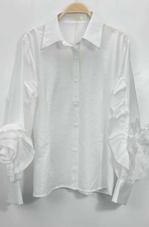 MIXED BRANDS - Blouse with ruffled sleeves 9669-2101 - White Best
