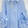 MIXED BRANDS - Blouse with ruffled sleeves 9669-2101 - Light Blue Hot