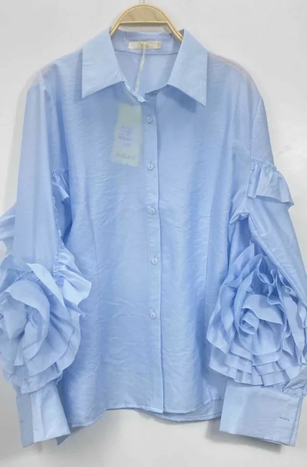 MIXED BRANDS - Blouse with ruffled sleeves 9669-2101 - Light Blue Hot