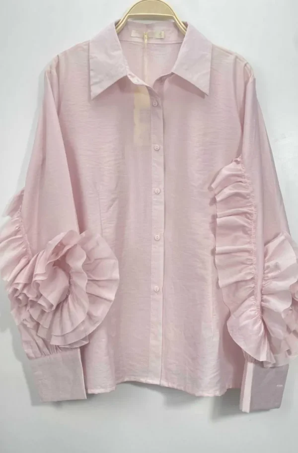 MIXED BRANDS - Blouse with ruffled sleeves 9669-2101 - Pink New