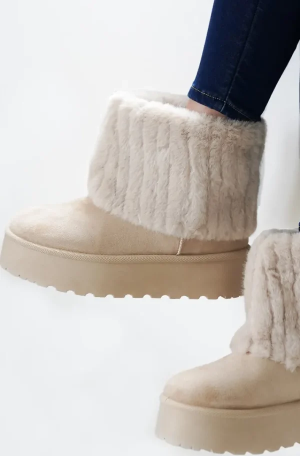 MIXED BRANDS - Boot with fake fur 2057 - Beige Online