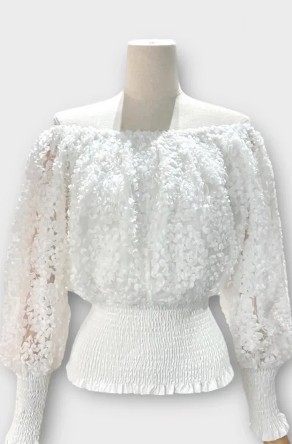 MIXED BRANDS - Bouse smocked offshoulder 12088 - White Online
