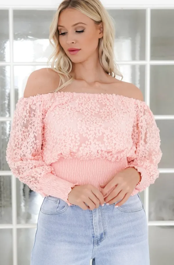 MIXED BRANDS - Bouse smocked offshoulder 12088 - Rose Outlet