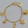 MIXED BRANDS - Bracelet turtle seahorse charms JBR327 - Gold Fashion