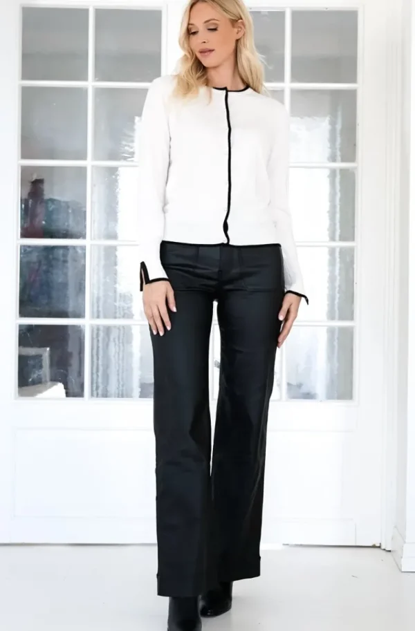 MIXED BRANDS - Cardigan with contrast 6112 - Panna Sale