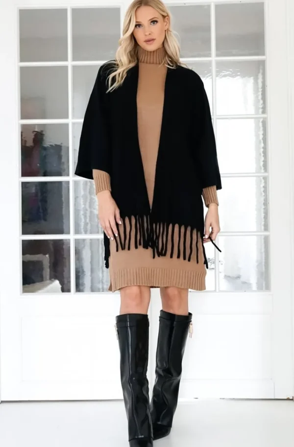 MIXED BRANDS - Cardigan with Fringes - Black Fashion