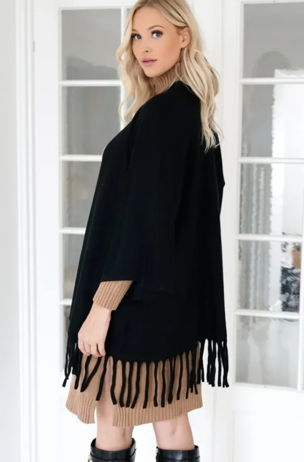 MIXED BRANDS - Cardigan with Fringes - Black Fashion