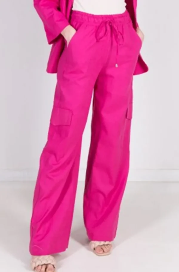 MIXED BRANDS - Cargo Linen Trousers Cerise Discount