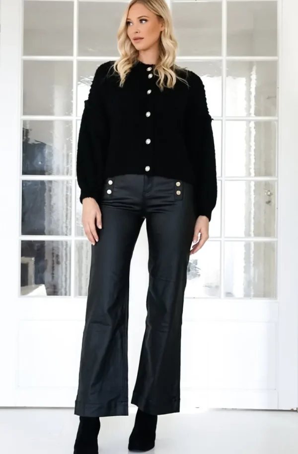 MIXED BRANDS - Caridgan wih gold buttons long sleeve 203911 - Black Fashion