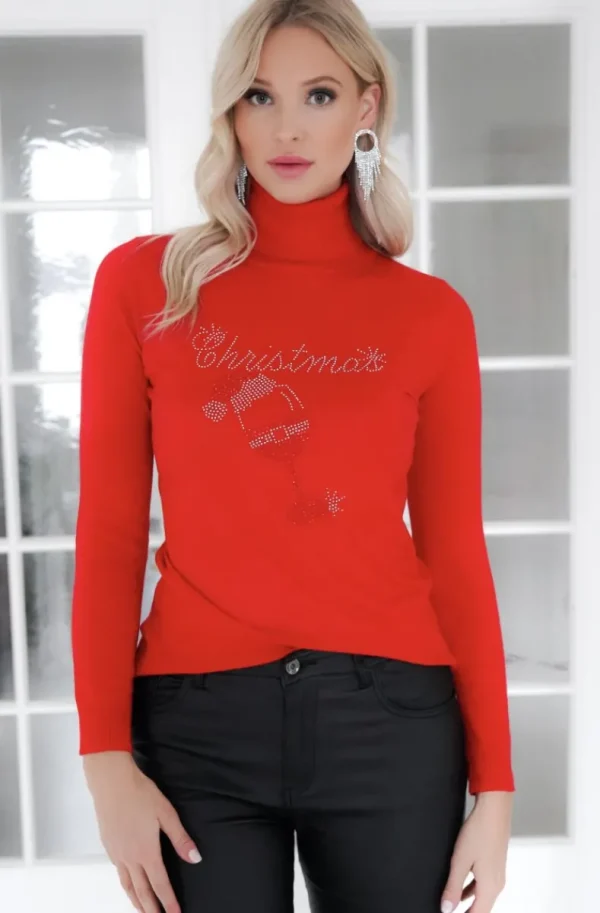 MIXED BRANDS - Christmas top with glass AZ301 - Red New