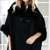 MIXED BRANDS - Coat with Faux fur details 88295 - Black Fashion