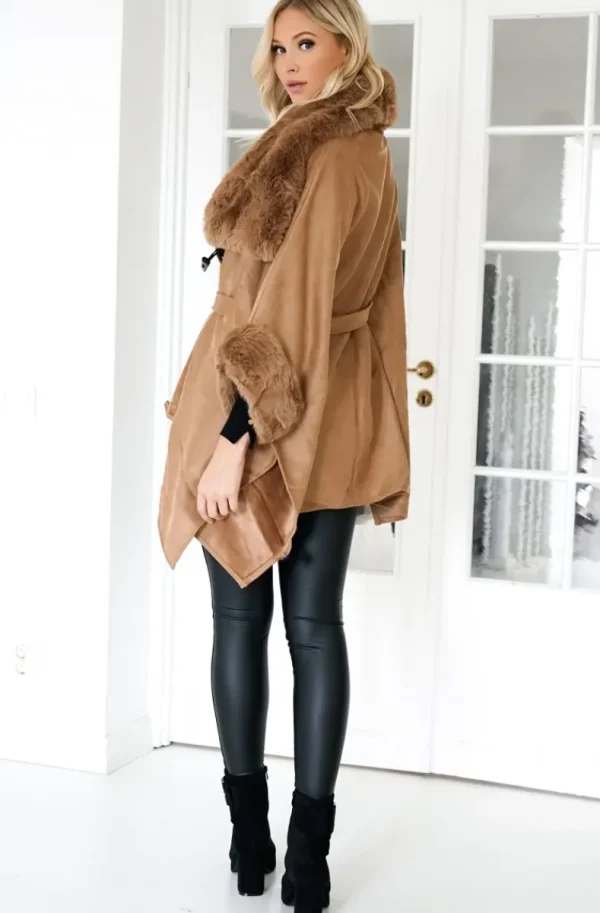 MIXED BRANDS - Coat with Faux fur details 88295/40913- Cuoio Sale